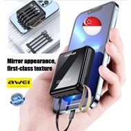 [SG Ready Stock] Awei P4K 10000mAh Powerbank Fast Charging Power Bank 10000 mAh 4 in 1 With Micro Type C Cable For Phone