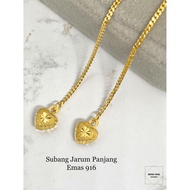 MENG HING Subang Jarum Panjang Emas 916 Gold Long Drop Earrings