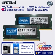 Crucial 16GB 32GB 64GB DDR4 2666 mhz Dual Channel memory laptop SODIMM PC4 21300s RAM