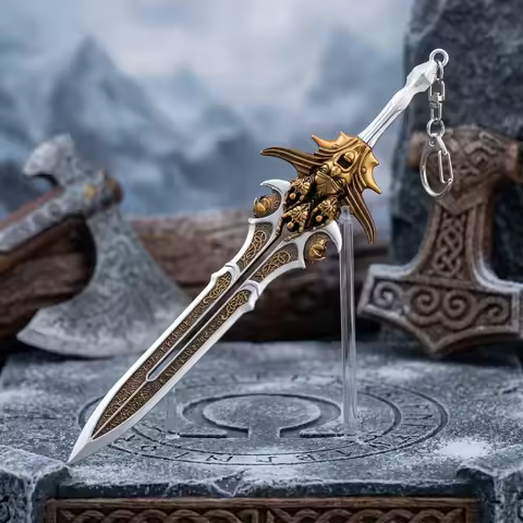 8.7 Inch God of War Kratos Mini Metal Decorative Sword Axe Cosplay Prop Display Blade Collection Gif
