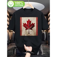 Men's Canadian Maple Leaf T-Shirt - Maple Leaf & Maple Leaf & Canada Flag Colors (Red/White/Black) -