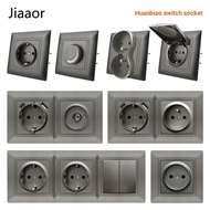 Gray 16A European Standard Switch Socket French German Style USB+typeC European Standard Socket Yuan