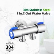 Multi-Function Standard SUS 304 Stainless Steel Angle Valve 2 Way 1 2 Two Way Angle Valve 1/2" Angle Valve with Ring Cover for Faucet Toilet Set Valve Faucet 2 Way,Double faucet washing machine Pool faucet, water faucet, 3-way faucet