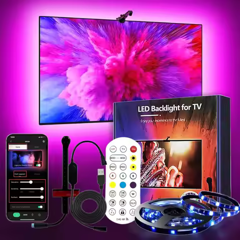 Tv Ambient Backlight 5V Usb Rgbic Led Light Strip With Camera 3.8M 5M App Smart Lighting Screen Colo