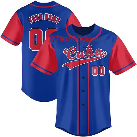 New Customizable Cuba Baseball Jersey Team Shirt Print Team Personal Name Number Stripe Baseball T-s