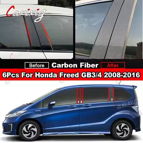 Glossy Piano Black Car Door Window Center Middle Column B C Pillar Post Mirror Effect For Honda Free