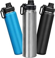 ZOMAKE Insulated Water Bottle - 25Oz （750 ml） Wide Mouth BPA Free Stainless Steel Vacuum Flask, Double Wall Stainless Steel Water Bottle for Sports Gym Modern Simplicity Origin Silver