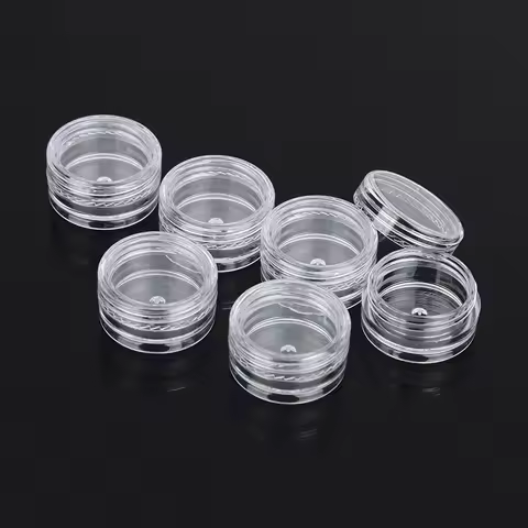 100Pcs Cosmetic Jar 3/5g Small Empty Cosmetic Refillable Bottles Plastic Eyeshadow Makeup Face Cream