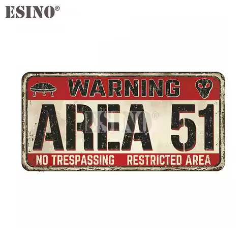 Funny Warning Area 51 No Trespassing Restricted Area PVC Adhesive Decal Waterproof Car Body Sticker 