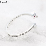 HENLI Exquisite Animal Shaped Copper Red Eyed Bracelet Silver Plated Bangle Jewelry