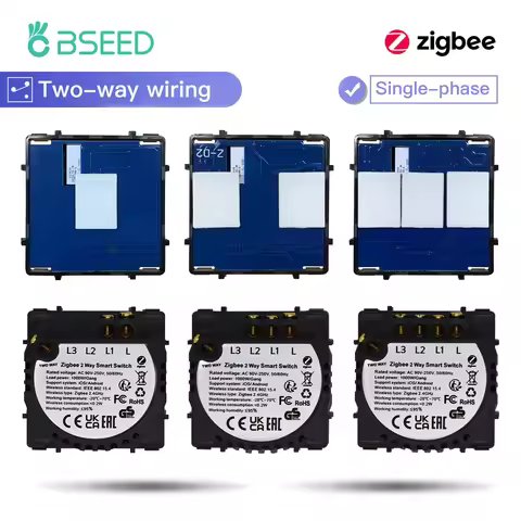 BSEED Zigbee Smart Switch 1/2/3Gang Touch Switch Function Part 2Way Wire With Normal Touch Switch Al