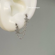 Hoa Tai Đôi Bằng Thép Titan Retro Cold Style Cá Tính Rita Zoo Hoa Tai Khoan Hình Xương Tai Trang Sức