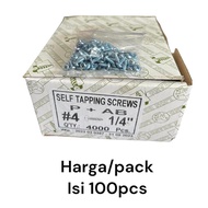 100pcs TAPPING/ P+AB 4x1/4" (length 0.635cm) 4x1 TAPPING TAPPING/ 4 LION BRAND WOOD SCREW/ MOONLION/
