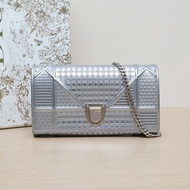 DIOR Diorama盾牌包WOC銀色牛皮銀扣2017肩背包