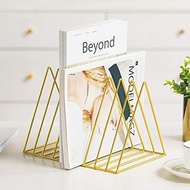 Sooyee 9 Slot Rose Gold Magazine Holder, Desktop File Sorter Organizer Triangle Bookshelf Decor for 