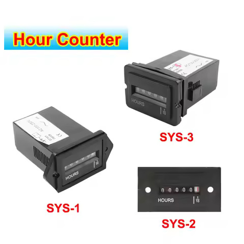 1pcs 6 Digits Mechanical Digital Hour Meter Timer Hour Counter SYS-1 SYS-2 SYS-3 (0 to 99999.9 Hours