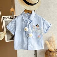 Boy Handsome Shirt Suit 2025 Children's Trendy Cool Boy Photo Clothing Baby Clothing Short-Sleeved B