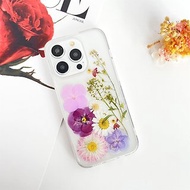 雛菊 三色堇 飛燕草花手工押花手機殼 適用於iPhone Samsung Sony
