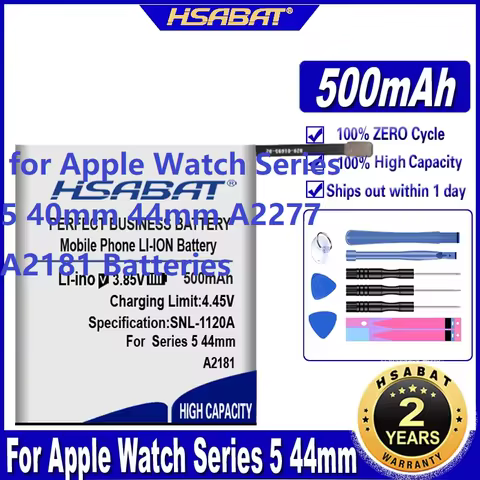 500mAh Watch Battery for Apple Watch Series 5 40mm 44mm A2277 A2181 Batteries