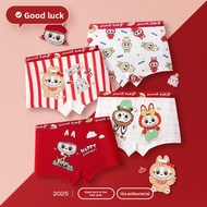 ((4 Pieces) Girls Pure Cotton Boxer Briefs Children Cartoon Boxer Briefs Baby Briefs Students