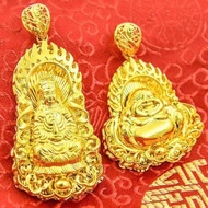 Vietnam Sand Gold Jewelry Male Imitation Gold Hollow Maitreya Buddha Flame Guanyin Pendant High-End 