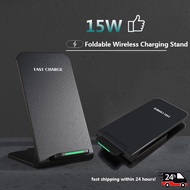 [Ready Stock] Wireless Charger Stand Pad For i Phone 14 13 12 Pro Max Samsung S21 S20 Foldable Qi Fa