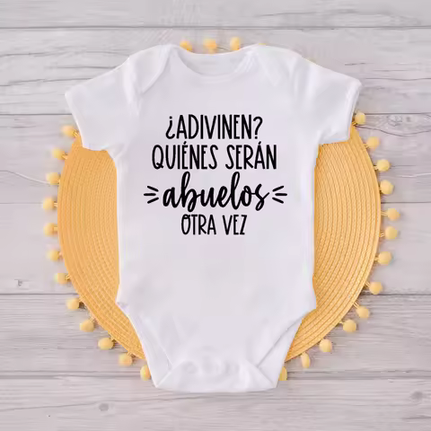 Guess Who Will Become Grandparents Again Newborn Bodysuits Cute Toddler Jumpsuits Baby Announcement 