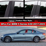 6ชิ้นเสาปกหลังประตูหน้าต่างรถยนต์เสา B C สำหรับ BMW 5ชุด G30 530i 520i 540i 520e 530e 545e ซีดาน2017