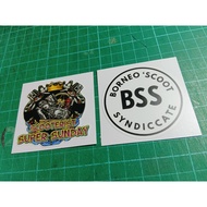 (Sticker Print) Borneo 'Scoot Syndicate & Scooterist Super Sunday Waterproof Sticker