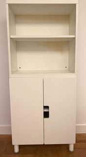 White Storage Cabinet with Doors and Shelves