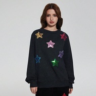 เสื้อกันหนาวผ้าร่มแขนยาว คอกลม ประดับผลึก ปักลาย ดาว สำหรับวัยรุ่น