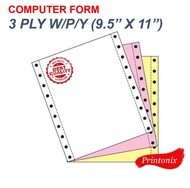 Computer Form 3ply NCR Color white pink yellow (W/P/Y) 9.5 x 11 (270Fans) 3 ply