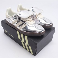 Wales Bonner X Samba casual shoes for men and women, low-top shoes in silver color, model number ig8