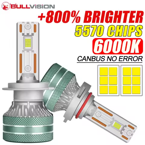 Bullvision K5C H7 LED Headlights Canbus H1 H4 H3 H11 9012 HIR2 H8 H9 9005 9006 HB3 HB4 6500K White 5