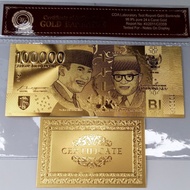 Promo Uang souvenir goldfoil 100000 rupiah soekarno hatta NKRI baru +