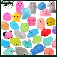 TOM 30Pcs Mochi Squishy Toys Glitter Mini Animal Shaped Squishies Toys Party Favors for Kids Stress Relief Toys Xmas
