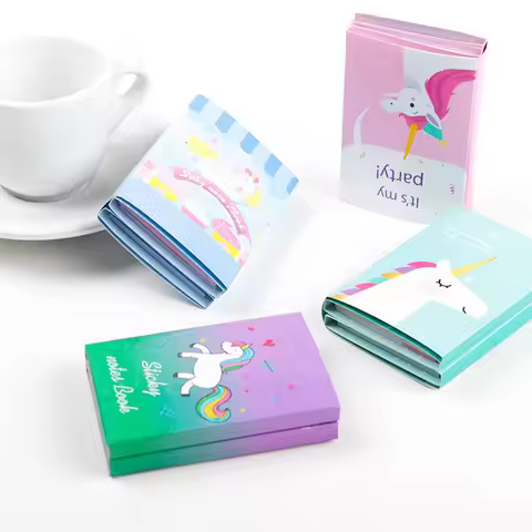 Cute cartoon Unicorn 6 Folding Memo Pad laser N Times Sticky Notes Memo Notepad Bookmark Gift Statio