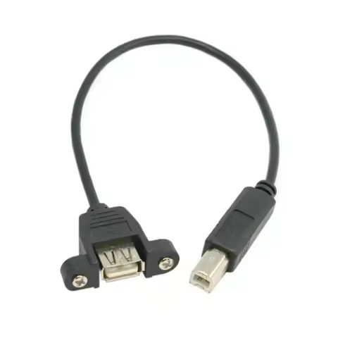 25cm USB 2.0 A Female Socket Panel Mount Type To Standard B Male Printer Scanner Hard Disk Cable
