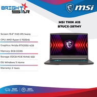 MSI Thin A15 B7UCX-287MY Gaming Laptop - 15.6" FHD IPS 144Hz/R5-7535HS/8GB DDR5/512GB SSD/RTX2050/Wi