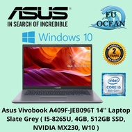 Asus Vivobook A409F-JEB096T 14" FHD Laptop Slate Grey ( I5-8265U, 4GB, 512GB, MX230 2GB, W10 )