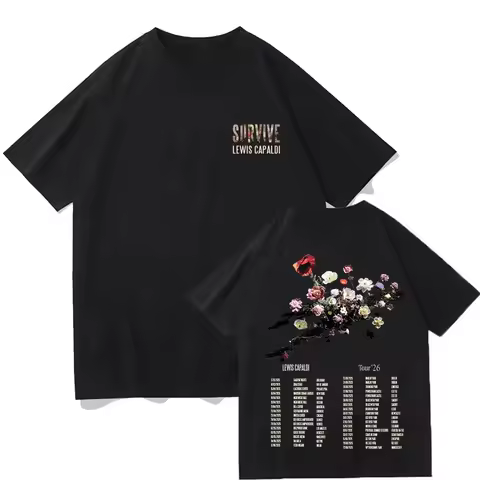 Lewis Capaldi Tour 2026 T Shirts Summer Vintage Graphic Clothes Super Cotton Comfortable Hip Hop Shi