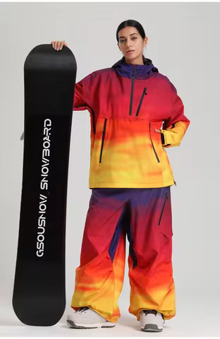 Gsou Snow Women's New Ski Suit Loose Fit Hooded Windproof Waterproof Breathable Professional Snowboa