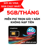 SIM 4G Vinaphone D500 D219 TRỌN GÓI 1 NĂM - Tặng 5GB 1 Tháng TỐC ĐỘ CAO  Không phải nạp tiền hàng th