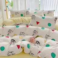 Alls Wonderland ชุดผ้าปูที่นอนพร้อมผ้านวมแผ่นติดตั้ง KT Crayon Shin-chan หมีชุดผ้านวมล้างผ้าฝ้ายชุดเ
