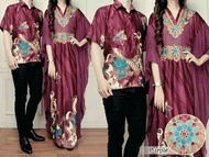 Couple Kaftan Anggun Magenta Baju Pesta Mewah Pasangan Sarimbit Batik