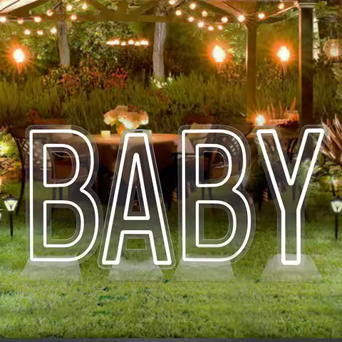 30in Large Neon Baby Letter Light Sign with Dimmable Base ABC English Alphabet Party Store Event Dec