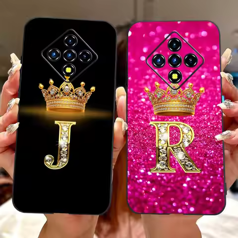 For Infinix Zero 8 8i Fashion Crown Letter Phone Case For Infinix Zero8 Zero8i X687 X87B Black Silic