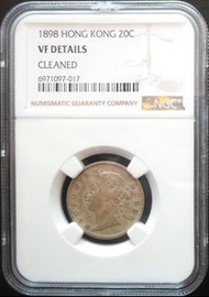 香港 維多利亞女皇 貳毫 - 1898  (NGC 評級 VF details) 老銀幣