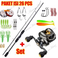 Fishing Reel Fishing Rod Set Pancing BC Reel 7.2:1 Metal Fishing Reel Max Drag 8kg Sistem 1set alat