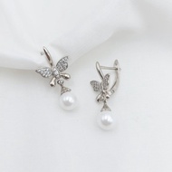 Xuping Anting Jepit Silver Kupu Mutiara 710